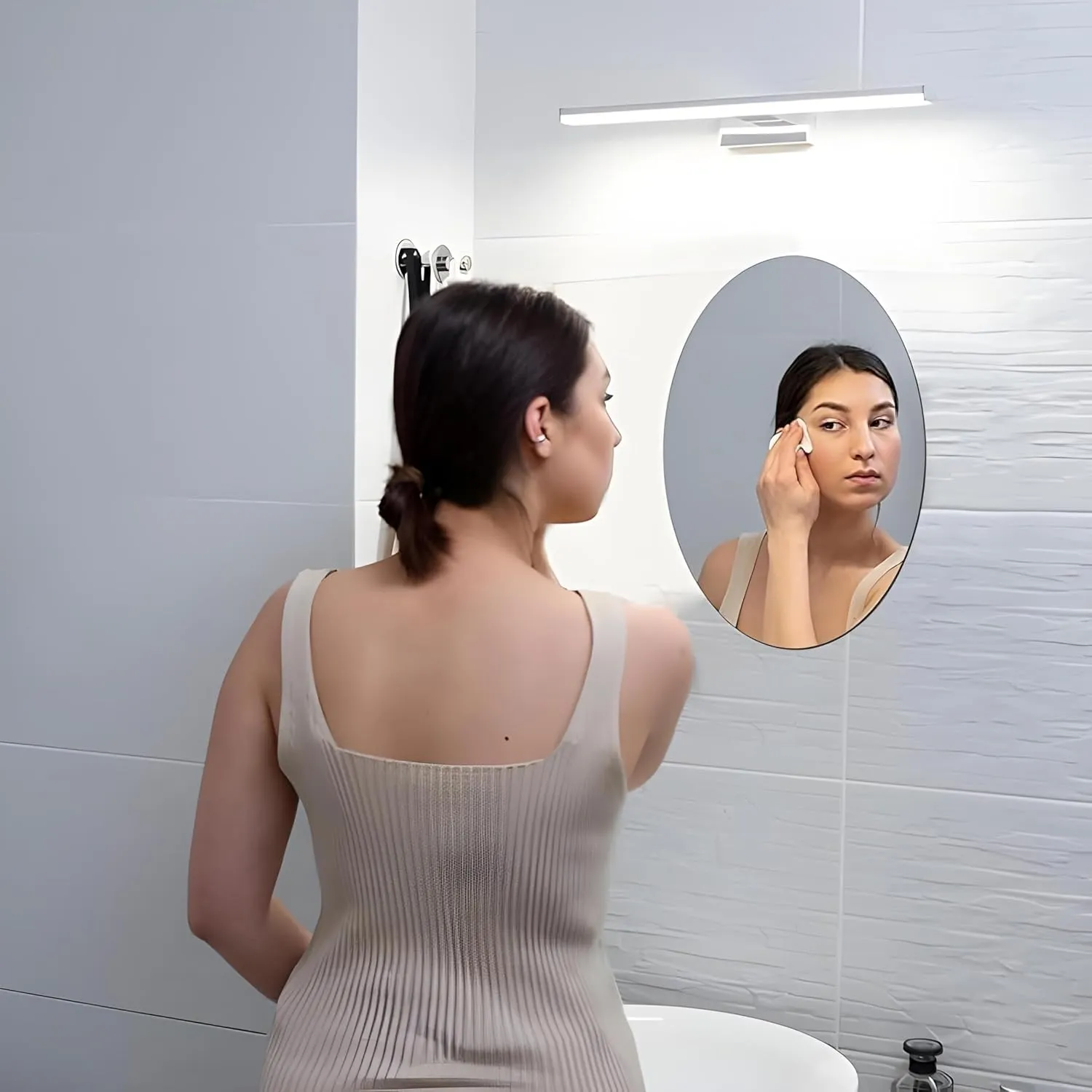 MVM Enterprise Shape Adhesive Mirror Sticker for Wall on Tiles Bathroom Bedroom Living Room Basin Mirror Bathroom Wall Mirror Stickers Unbreakable Plastic Mirror Stickers for Wall