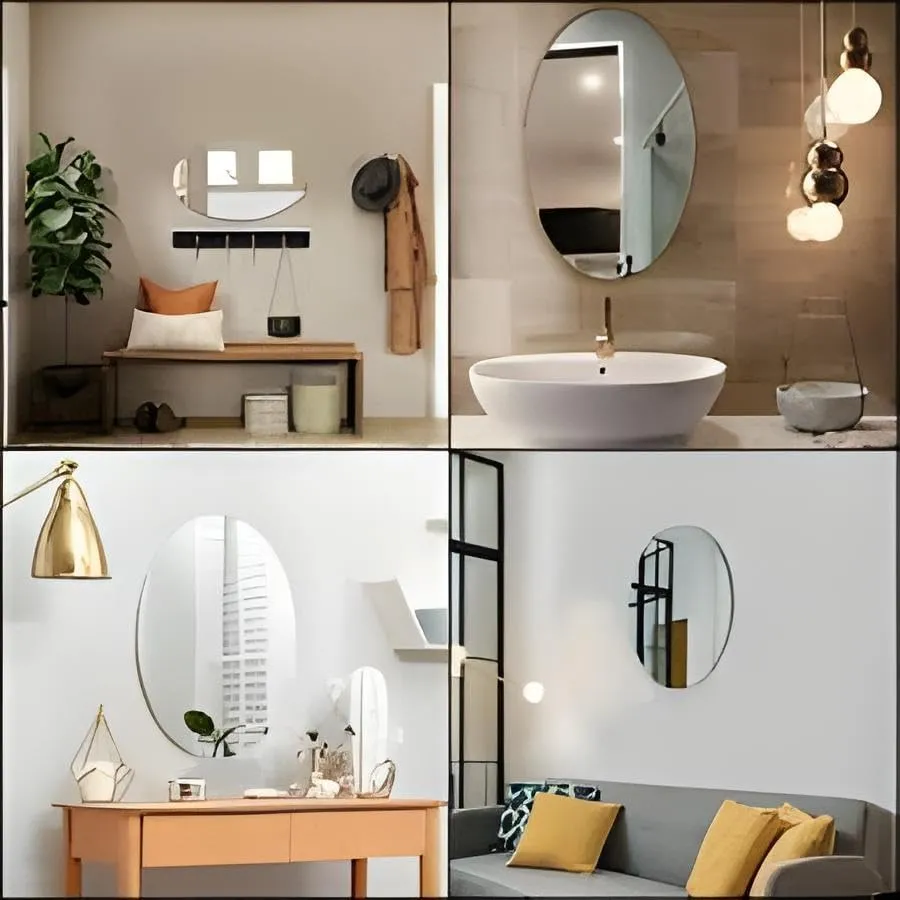 MVM Enterprise Shape Adhesive Mirror Sticker for Wall on Tiles Bathroom Bedroom Living Room Basin Mirror Bathroom Wall Mirror Stickers Unbreakable Plastic Mirror Stickers for Wall