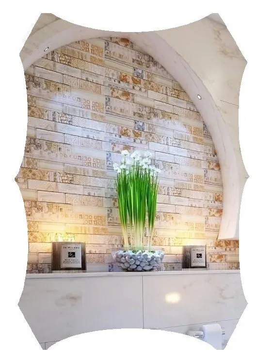 MVM Enterprise Shape Adhesive Mirror Sticker for Wall on Tiles Bathroom Bedroom Living Room Basin Mirror Bathroom Wall Mirror Stickers Unbreakable Plastic Mirror Stickers for Wall
