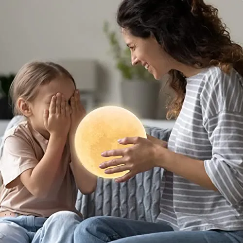 Mydethun Moon Lamp 5.9 Inch LED Night Light Brightness Control Wooden Base Decor