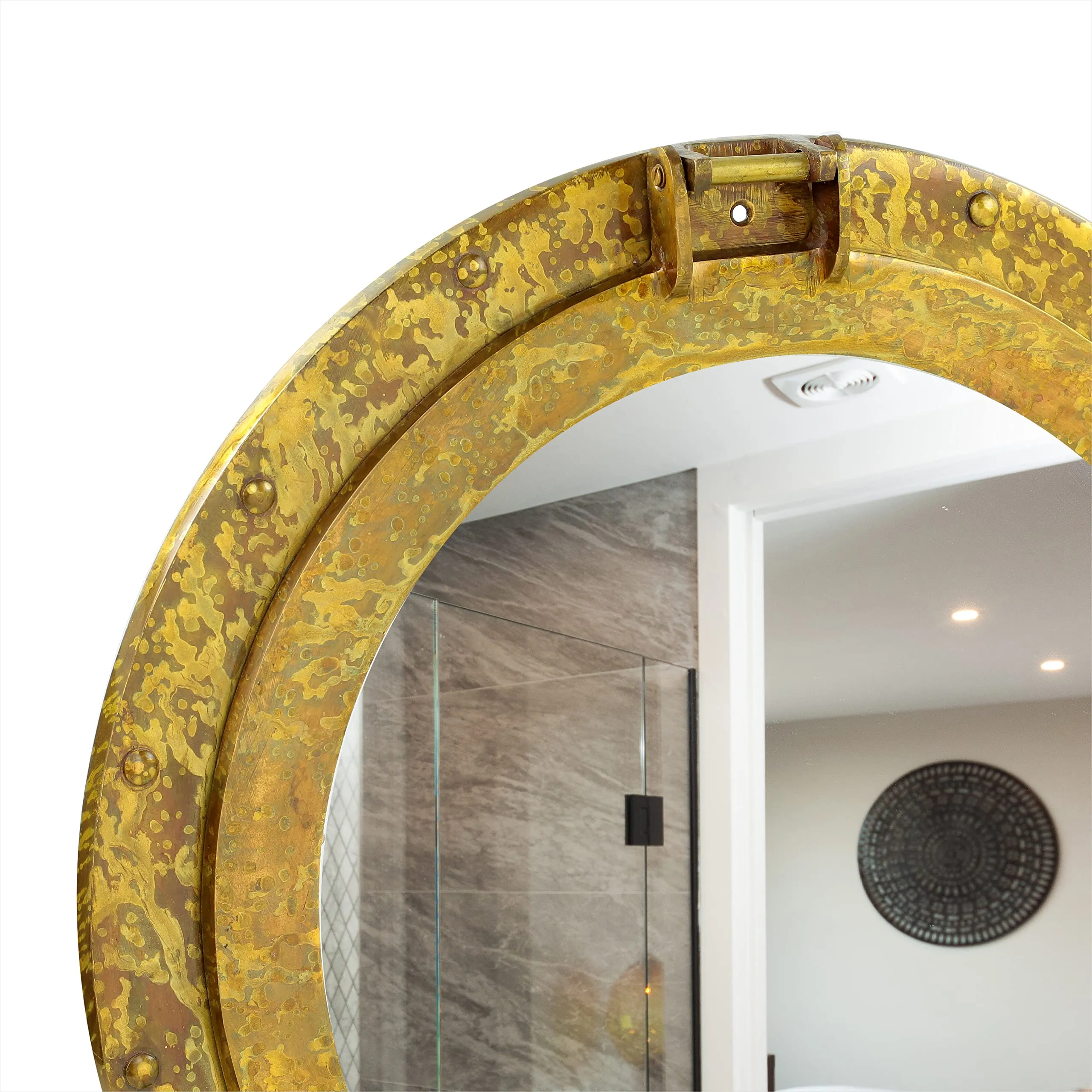 Nagina International Antique Brass Porthole Mirror | Maritime Ship's Decor | Wall Hanging (20 Inches)