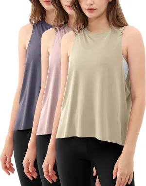 ODODOS 3-Pack Loose Tank Tops for Women Sleeveless Gym Athletic Workout Tops Yoga Shirts