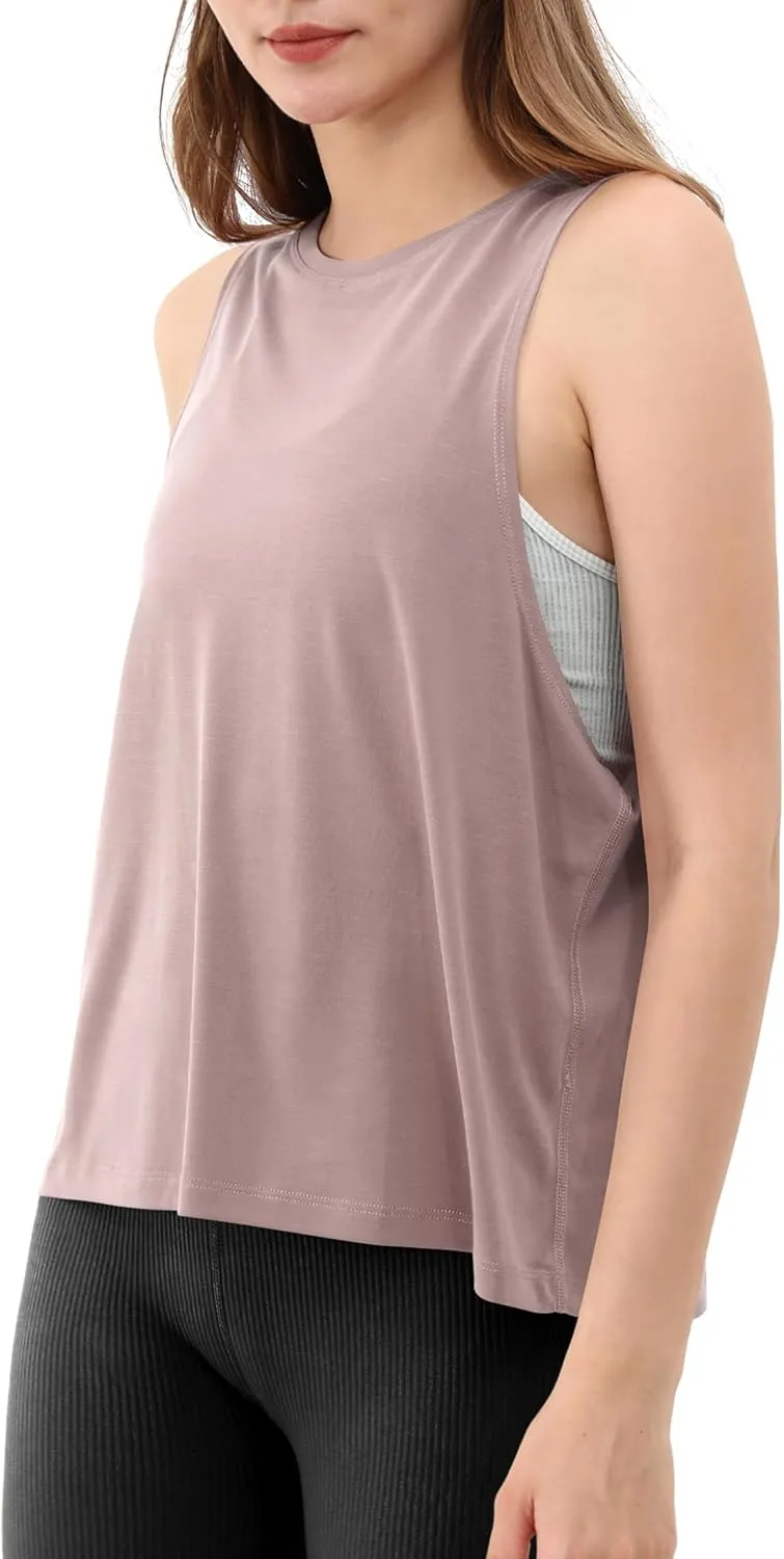 ODODOS 3-Pack Loose Tank Tops for Women Sleeveless Gym Athletic Workout Tops Yoga Shirts