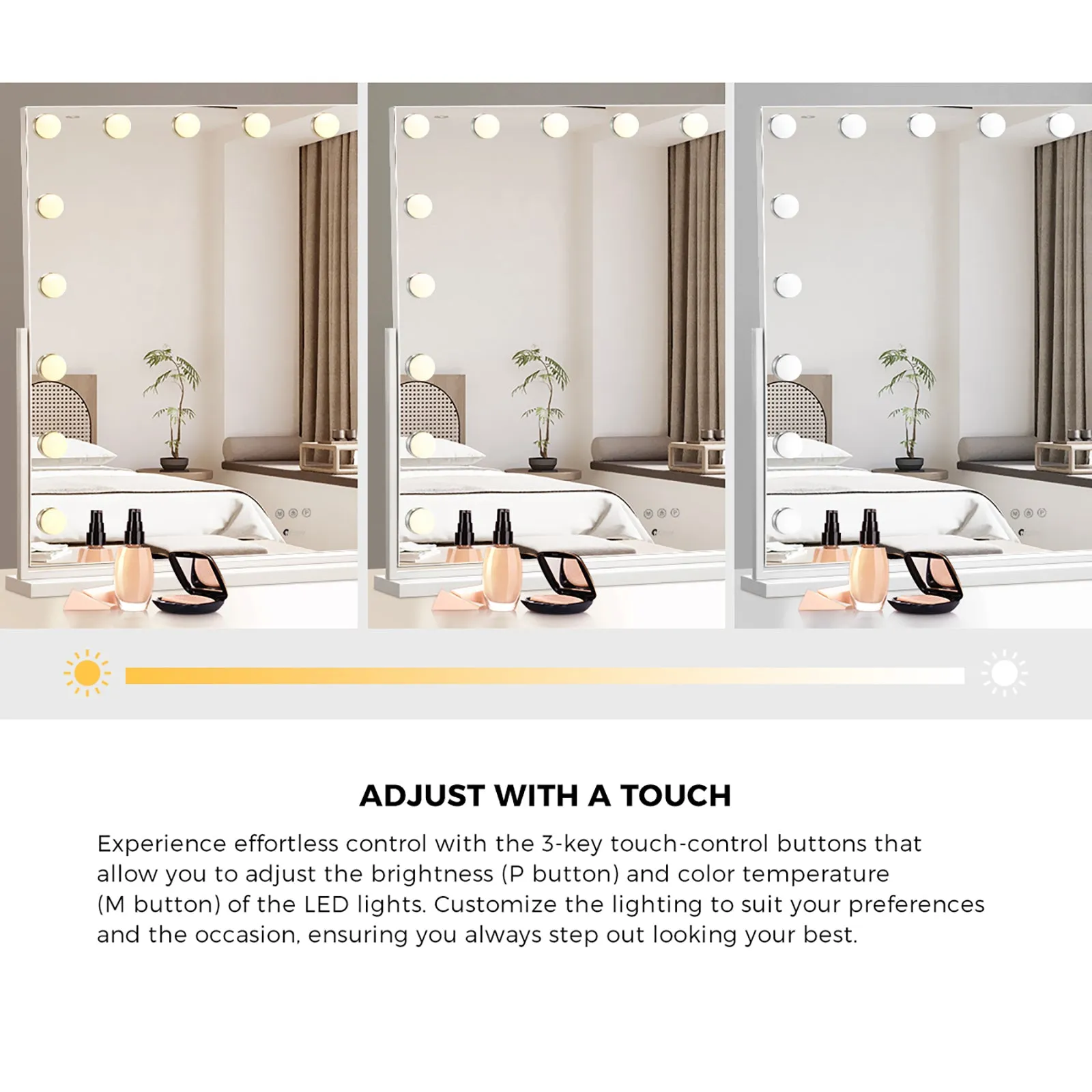 Oikiture LED Hollywood Mirrors Makeup Rotatable Mirror Magnifying Bluetooth
