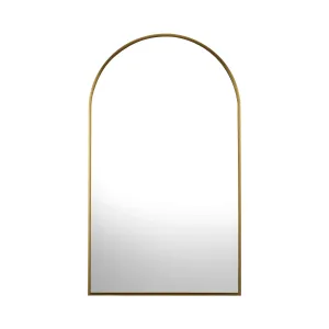 Oikiture Wall Mirrors 86x50cm Arched Makeup Mirror Bathroom Home Decor Gold