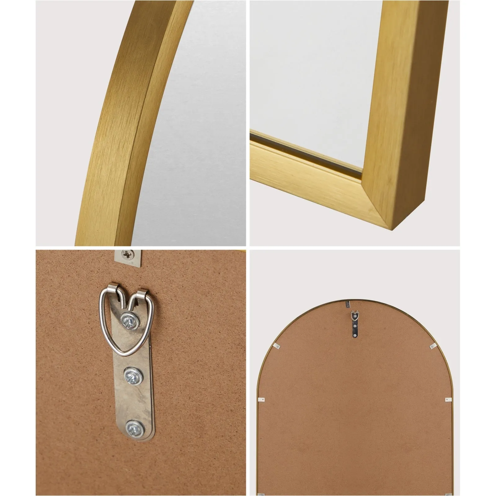 Oikiture Wall Mirrors 86x50cm Arched Makeup Mirror Bathroom Home Decor Gold