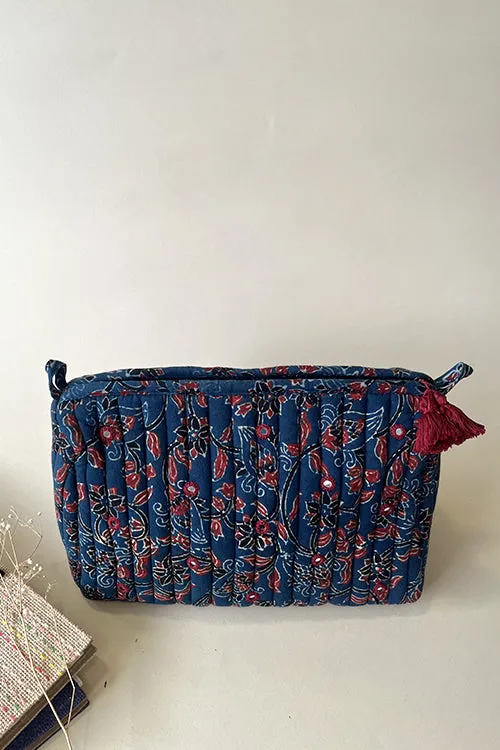 Okhai "Nuance" Hand-Embroidered Mirrorwork Pure Cotton Pouch with Tassels