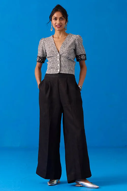 Okhai "Pasapali" Hand-Embroidery and Mirror Work Ikkat Pure Cotton Top