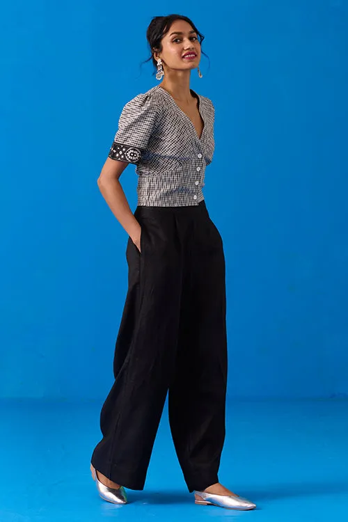 Okhai "Pasapali" Hand-Embroidery and Mirror Work Ikkat Pure Cotton Top