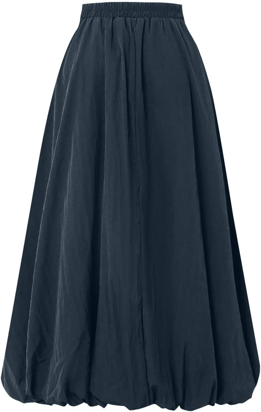 Oplxuo Women Bubble Maxi Skirt Elastic High Waisted Flowy A Line Long Puff Skirts Ruffle Hem Balloon Skirts with Pockets