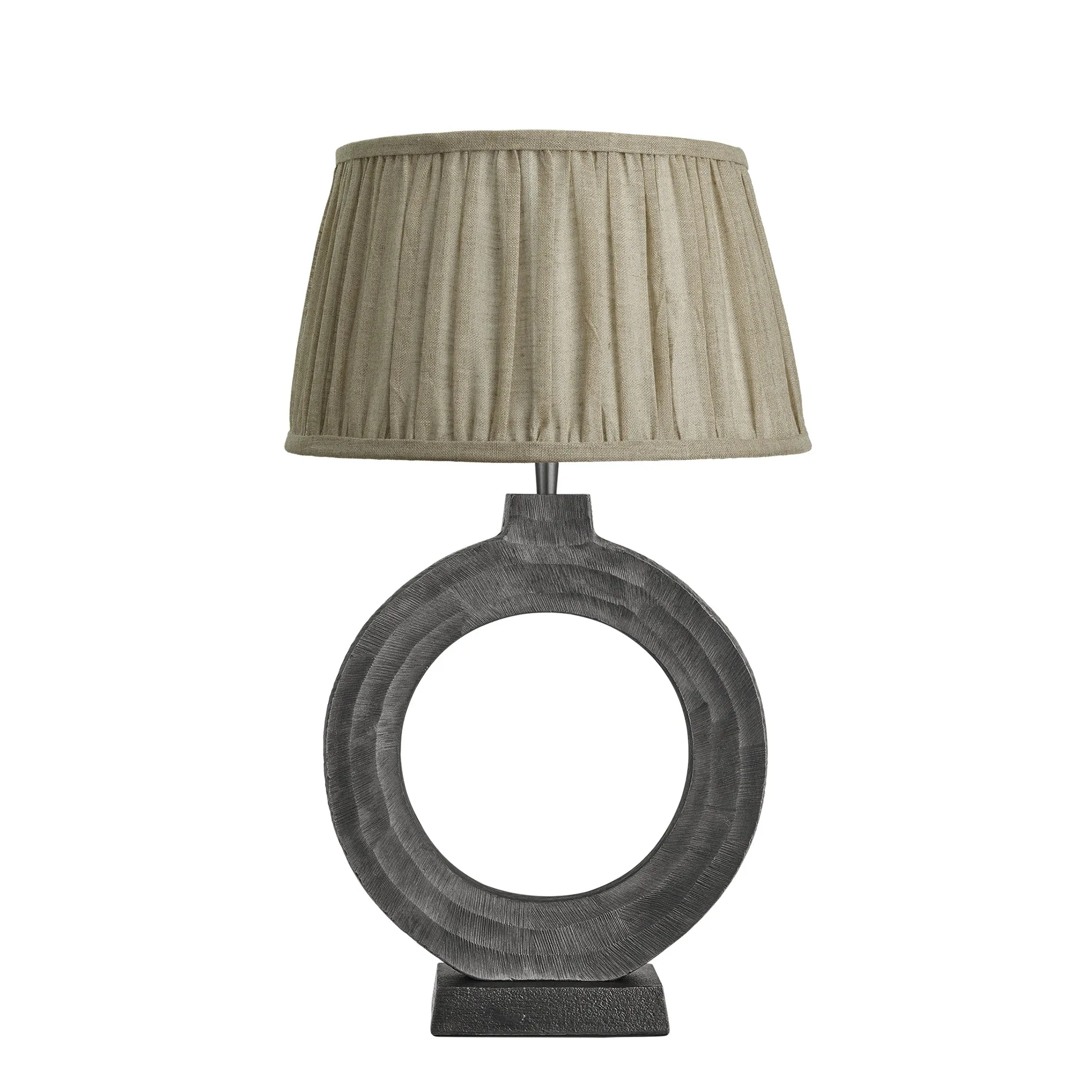 Ornate Circle Table Lamp - Pewter