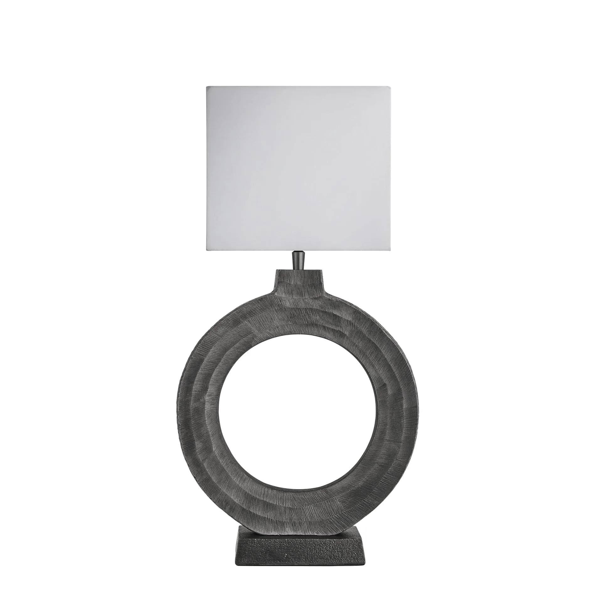 Ornate Circle Table Lamp - Pewter