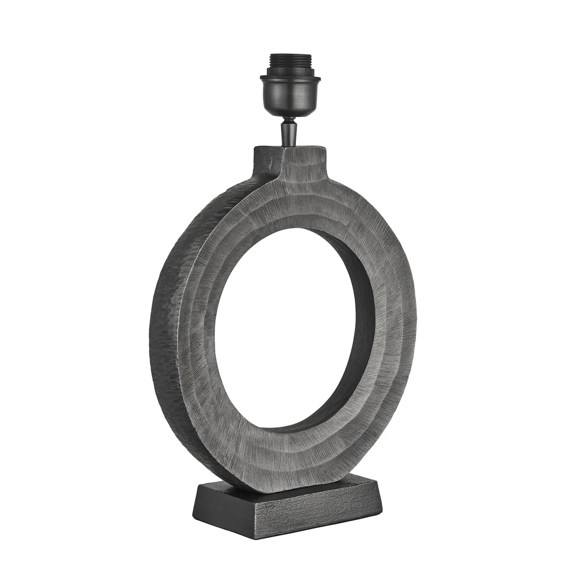 Ornate Circle Table Lamp - Pewter