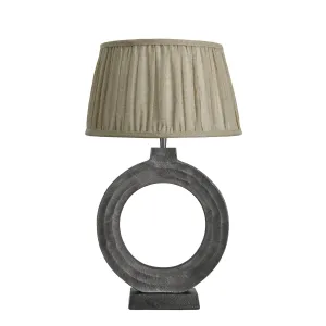 Ornate Circle Table Lamp - Pewter