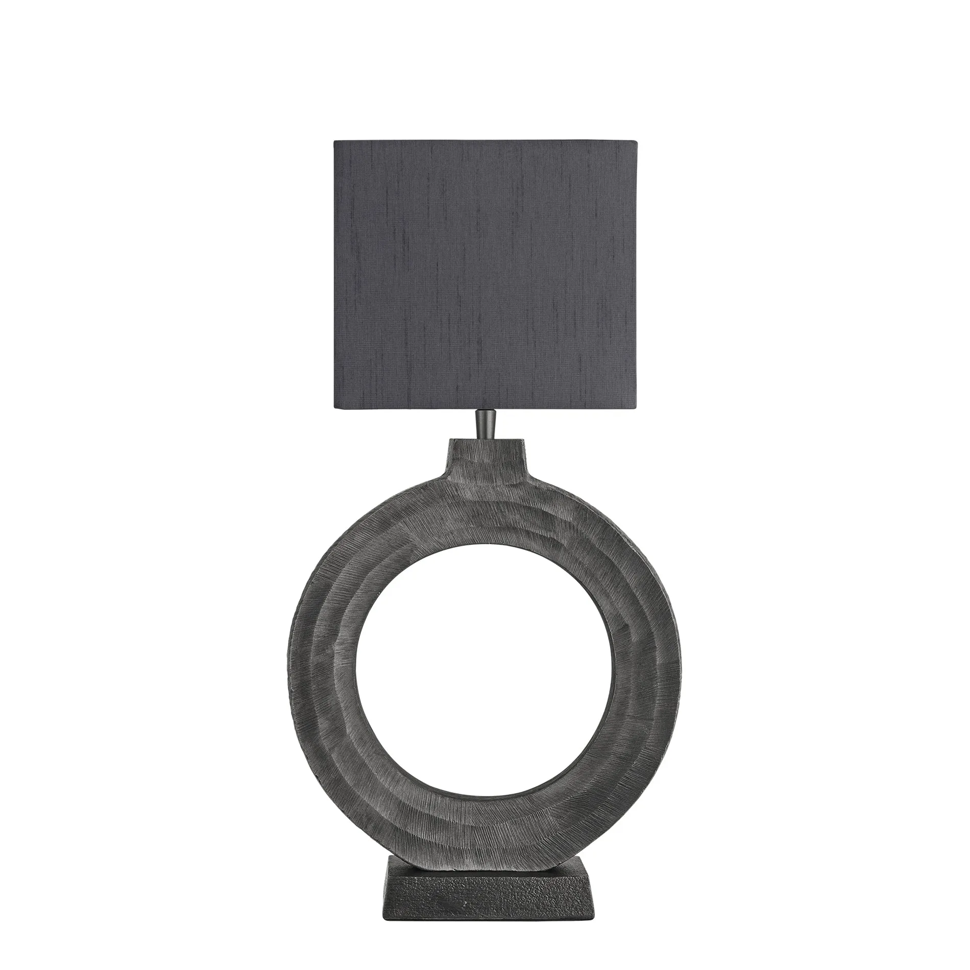 Ornate Circle Table Lamp - Pewter