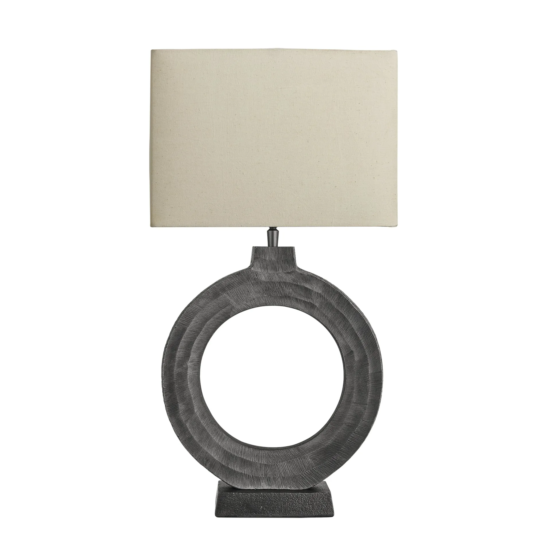 Ornate Circle Table Lamp - Pewter