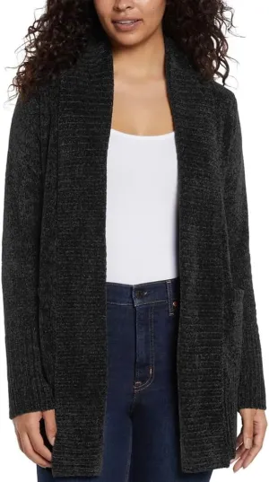 Orvis Womens Cardigan Sweater Chenille Pockets Soft Open-Front Midweight