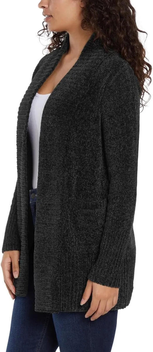 Orvis Womens Cardigan Sweater Chenille Pockets Soft Open-Front Midweight