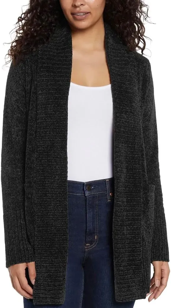 Orvis Womens Cardigan Sweater Chenille Pockets Soft Open-Front Midweight
