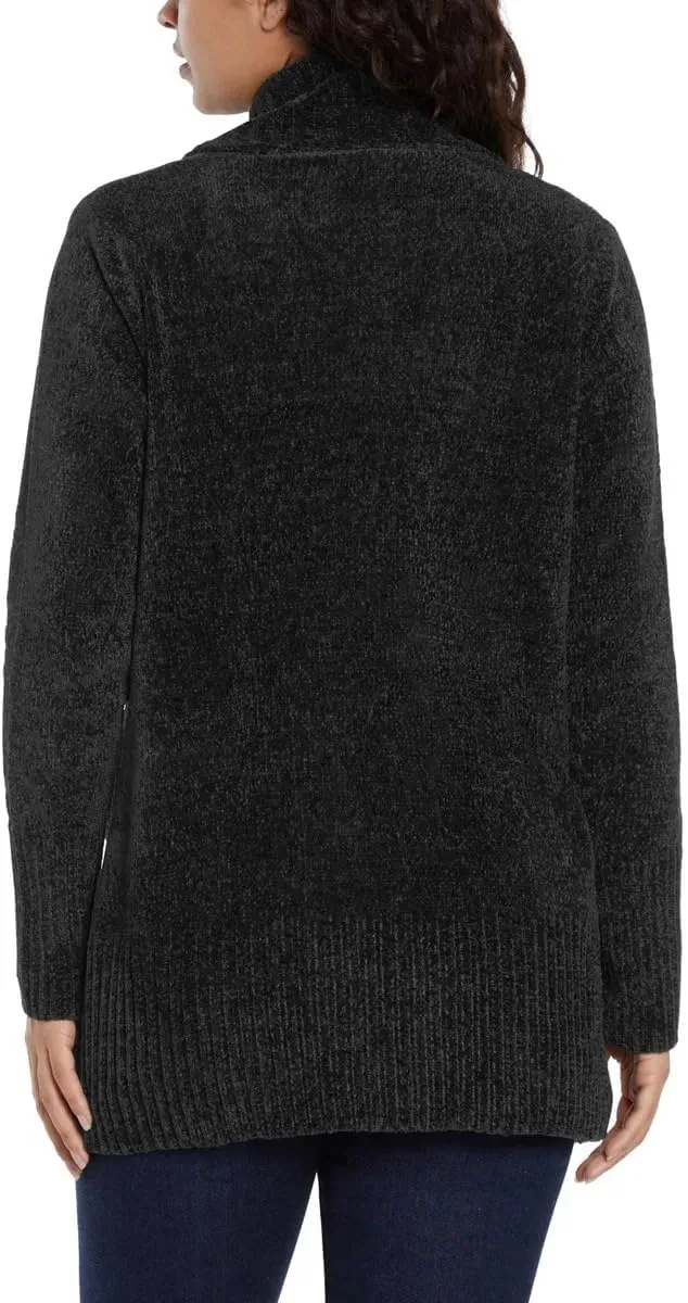 Orvis Womens Cardigan Sweater Chenille Pockets Soft Open-Front Midweight