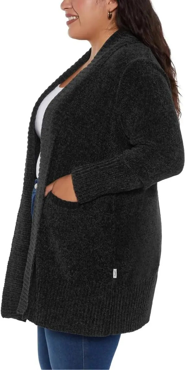 Orvis Womens Cardigan Sweater Chenille Pockets Soft Open-Front Midweight