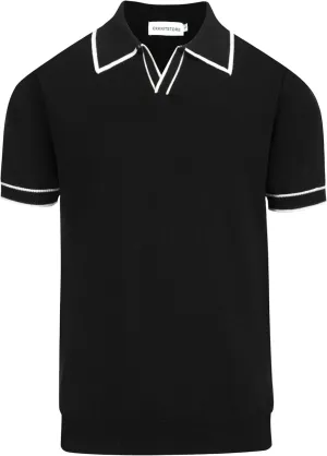 OXKNIT Mens Polo Shirts Short Sleeve Casual Knit Polo Shirt Vintage Golf T Shirts Tops with Black Stripe