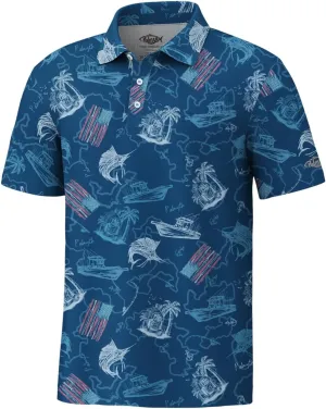 Palmyth Fishing Shirts for Men Polo Dry Fit Short Sleeve UPF 50  Moisture Wicking Print Collared Fishing Polo Shirts