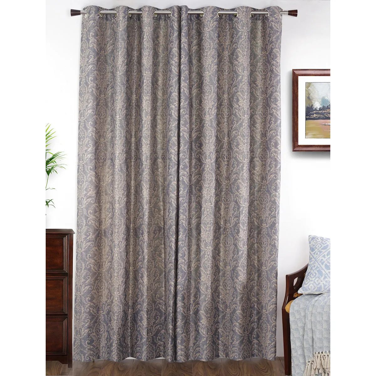 Paradise Damask Jacquard Curtain Set