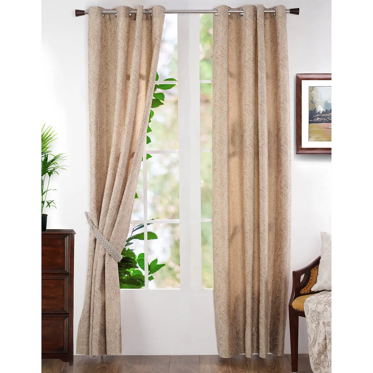 Paradise Damask Jacquard Curtain Set
