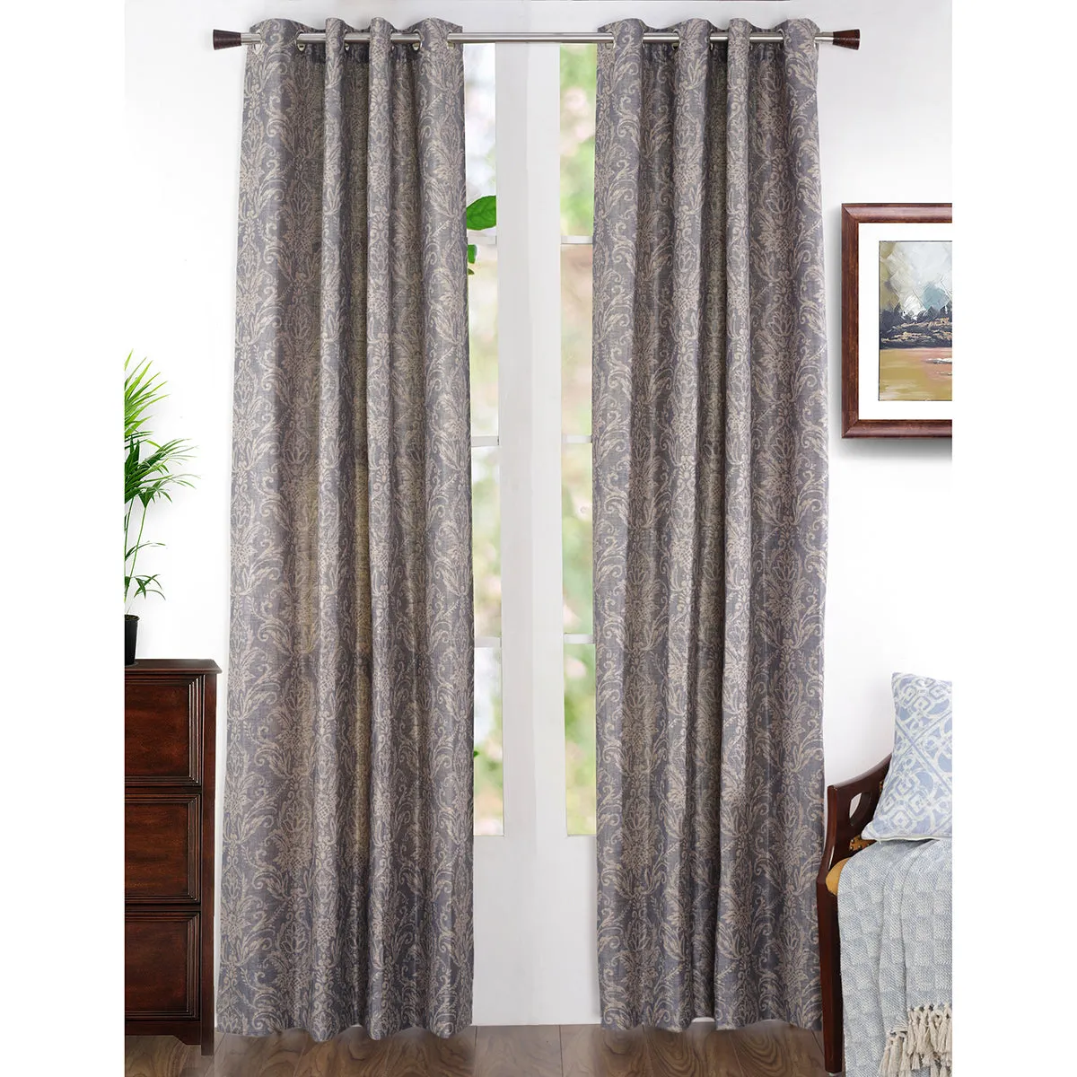 Paradise Damask Jacquard Curtain Set