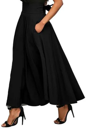Plaid Pleated Skirts for Women High Waisted Casual Midi Length Skirt with Elastic Waist and Flowy Bohemian Design