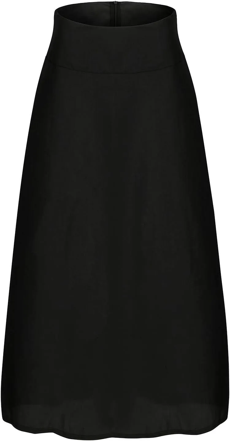 Plaid Pleated Skirts for Women High Waisted Casual Midi Length Skirt with Elastic Waist and Flowy Bohemian Design