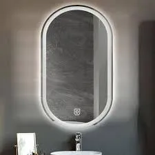 PLAZZIO Capsule Glass Wall Mounted Mirror with Touch Sensor and 3 Led Lights (White, Warm, Natural White) Oval Mirror for Bathroom, Wash Basin (18x24 Inch)
