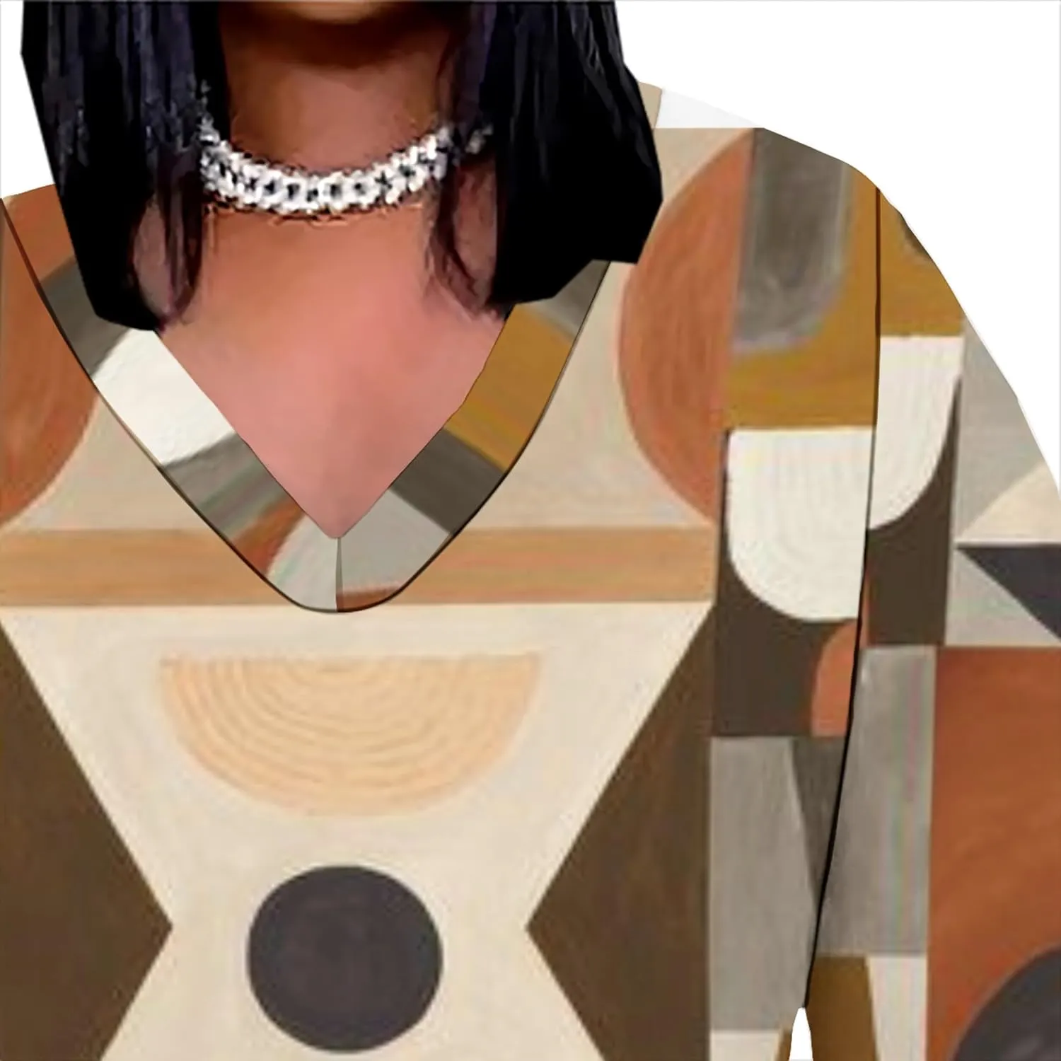 Plus Size Printed Tie Dye Maxi Dress for Curvy Women V Neck African Style Printed Maxi Dress Long Sleeves Pockets