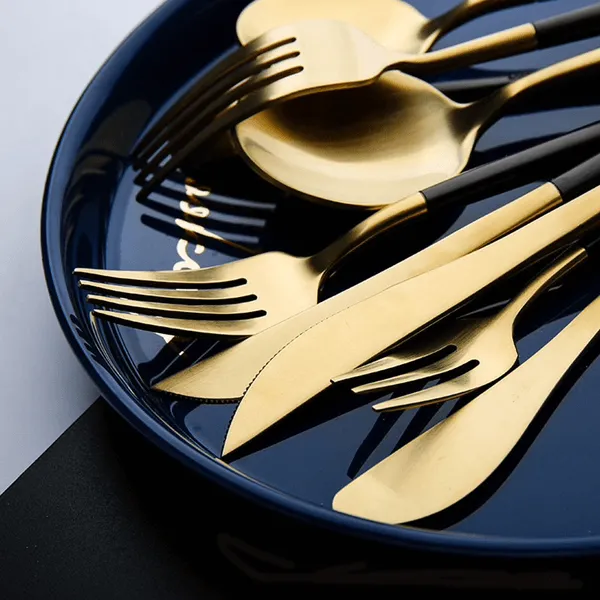 Premium Black Silverware Set
