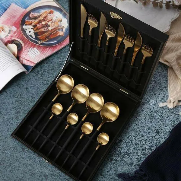 Premium Black Silverware Set