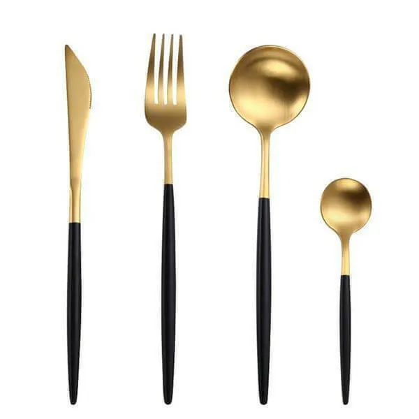 Premium Black Silverware Set