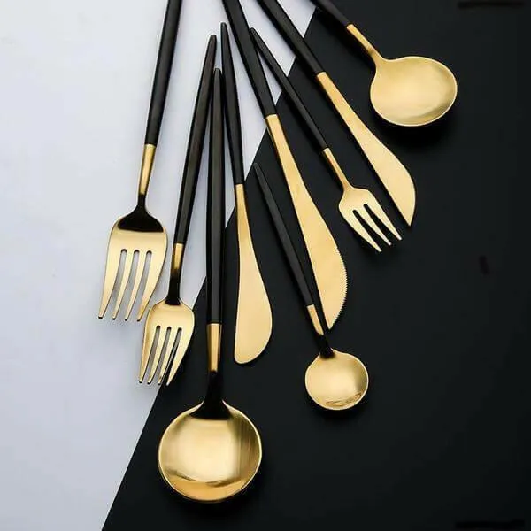 Premium Black Silverware Set