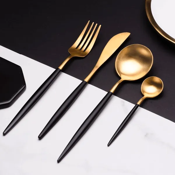 Premium Black Silverware Set