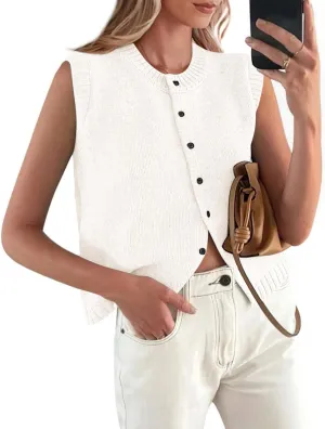 PRETTYGARDEN Sweater Vest Women 2025 Spring Summer Casual Lightweight Knit Sleeveless Button Down Tank Tops Trendy Clothes