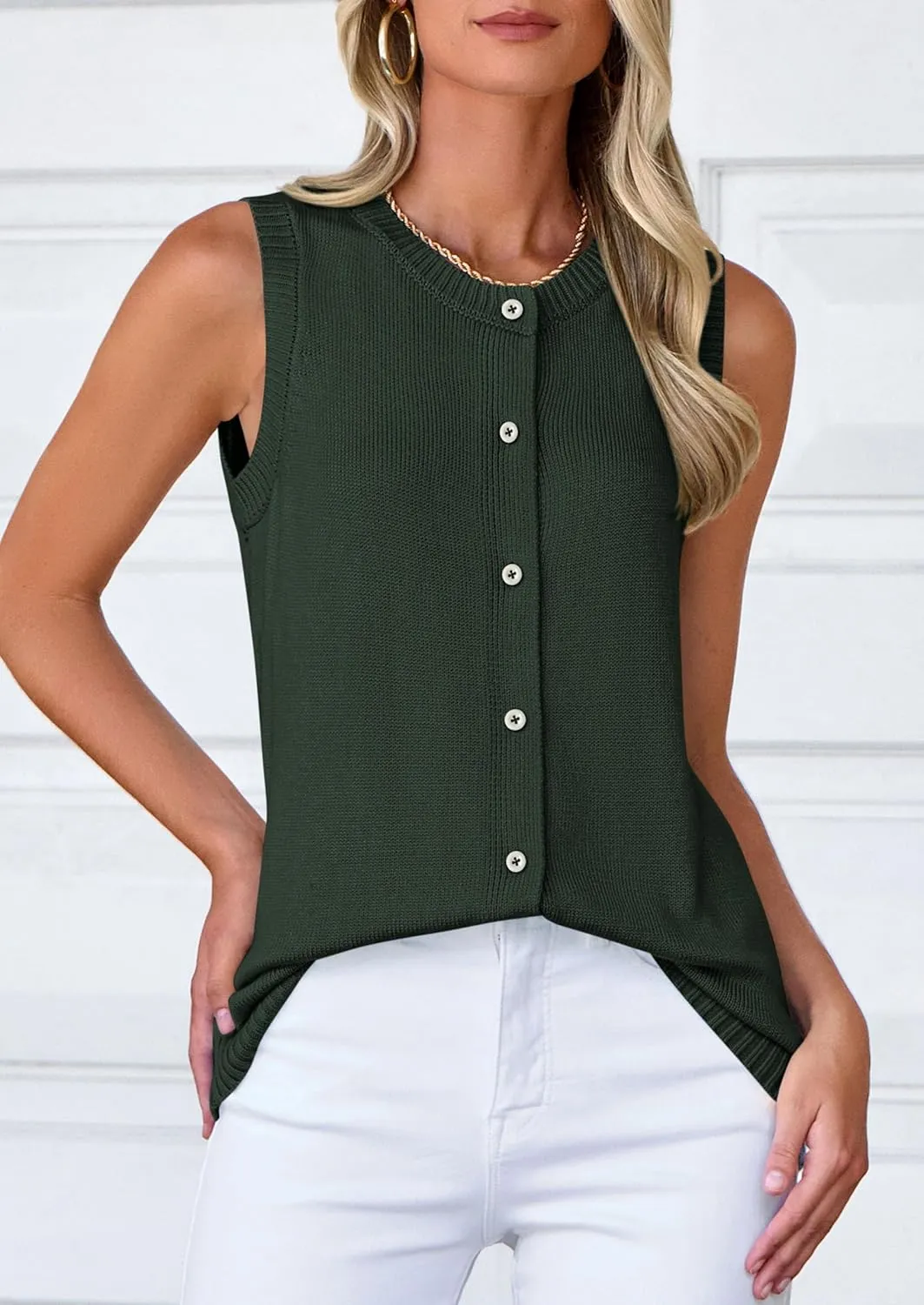 PRETTYGARDEN Sweater Vest Women 2025 Spring Summer Casual Lightweight Knit Sleeveless Button Down Tank Tops Trendy Clothes