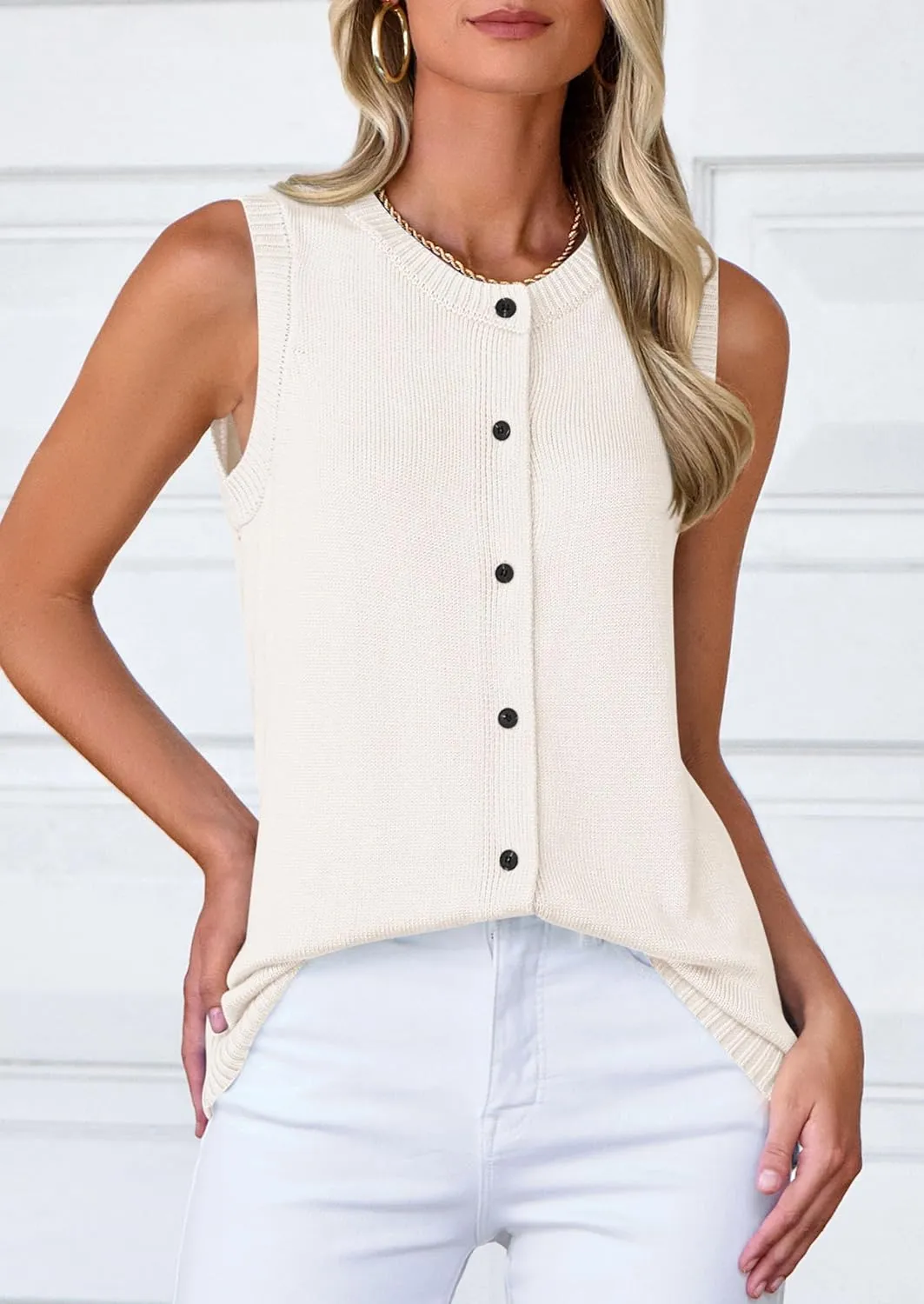 PRETTYGARDEN Sweater Vest Women 2025 Spring Summer Casual Lightweight Knit Sleeveless Button Down Tank Tops Trendy Clothes