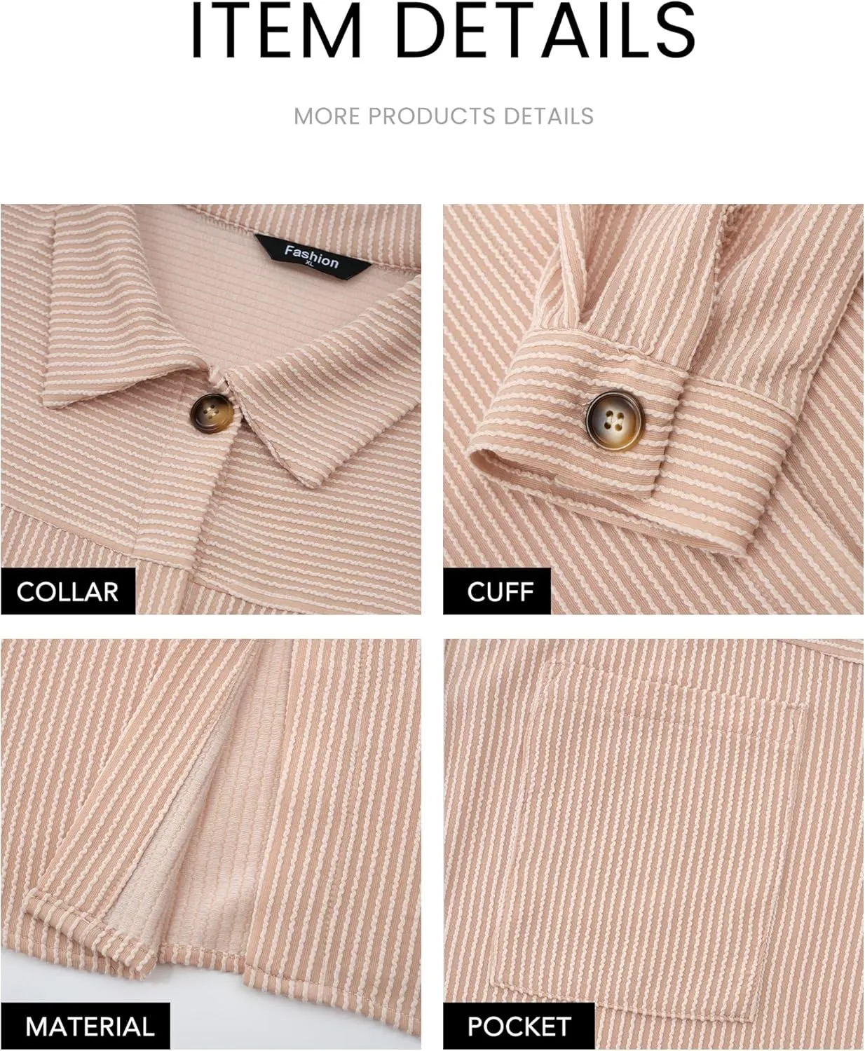 PRETTYGARDEN Women's Tops Casual Button Down Shirts Spring Fashion Long Sleeve Shacket Jacket Loose Texture Knit Blouses