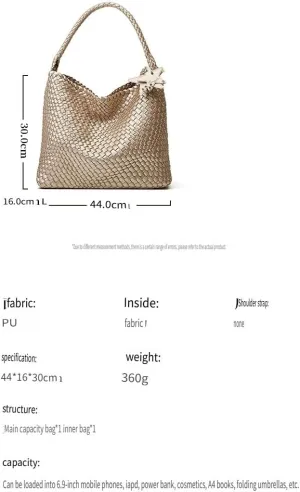 PU Woven Shoulder Bucket Bag