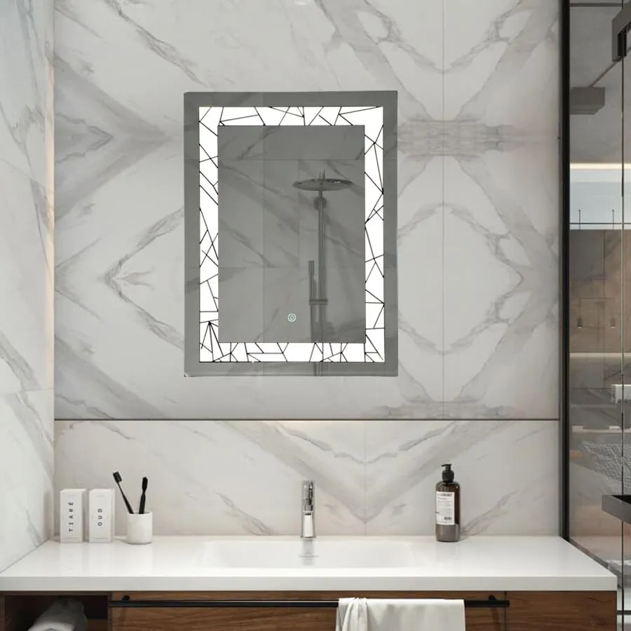 Quality Glass Rectangular LED Mirror for Bathroom with Back Light, Touch Sensor, and 3 Light Effects LED-4 (18 x 42 Inch)