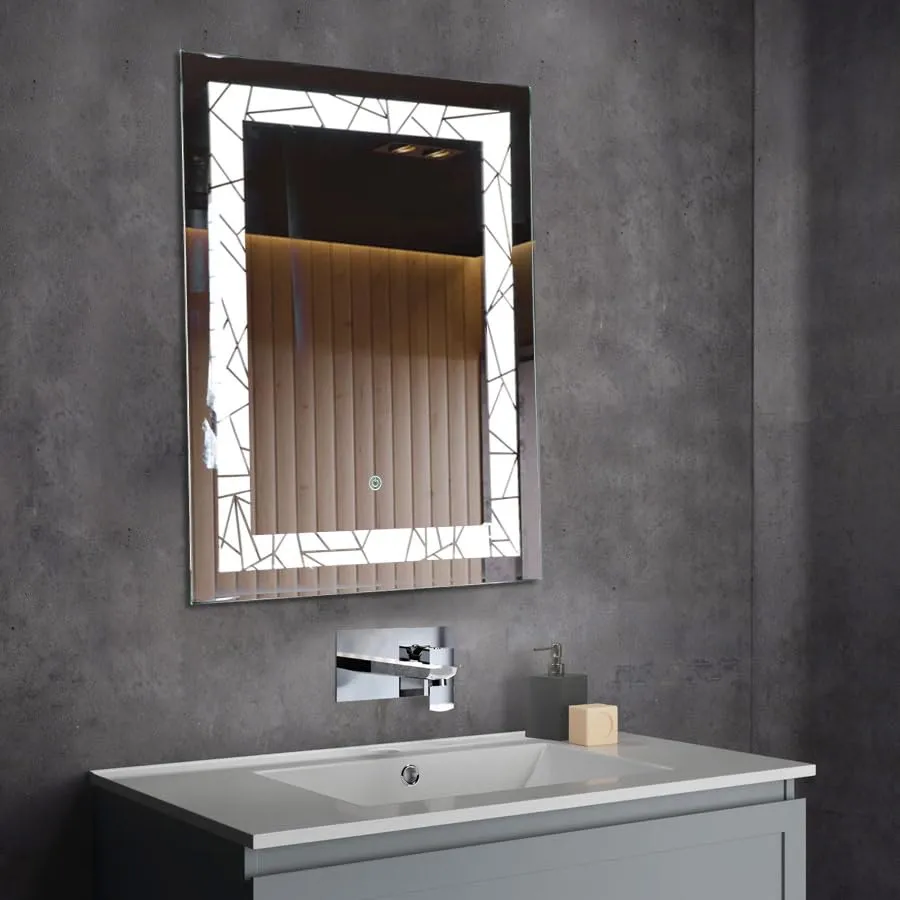 Quality Glass Rectangular LED Mirror for Bathroom with Back Light, Touch Sensor, and 3 Light Effects LED-4 (18 x 42 Inch)
