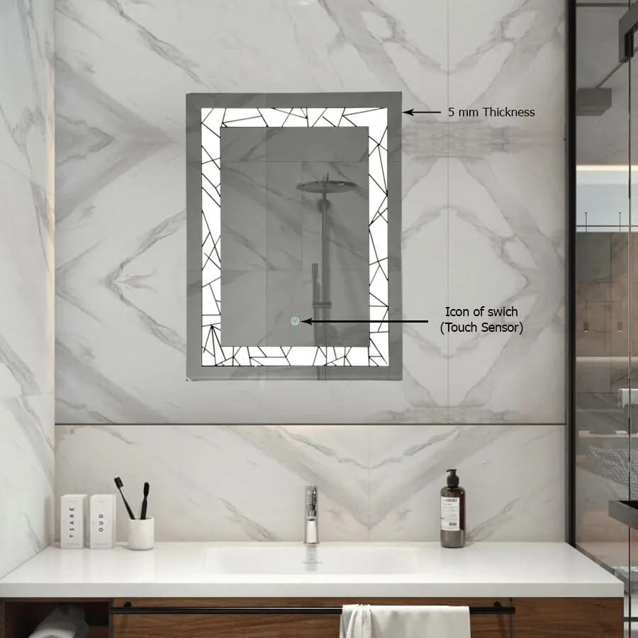 Quality Glass Rectangular LED Mirror for Bathroom with Back Light, Touch Sensor, and 3 Light Effects LED-4 (18 x 42 Inch)