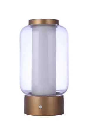 Rechargable Portable LED Table Lamp in Satin Brass