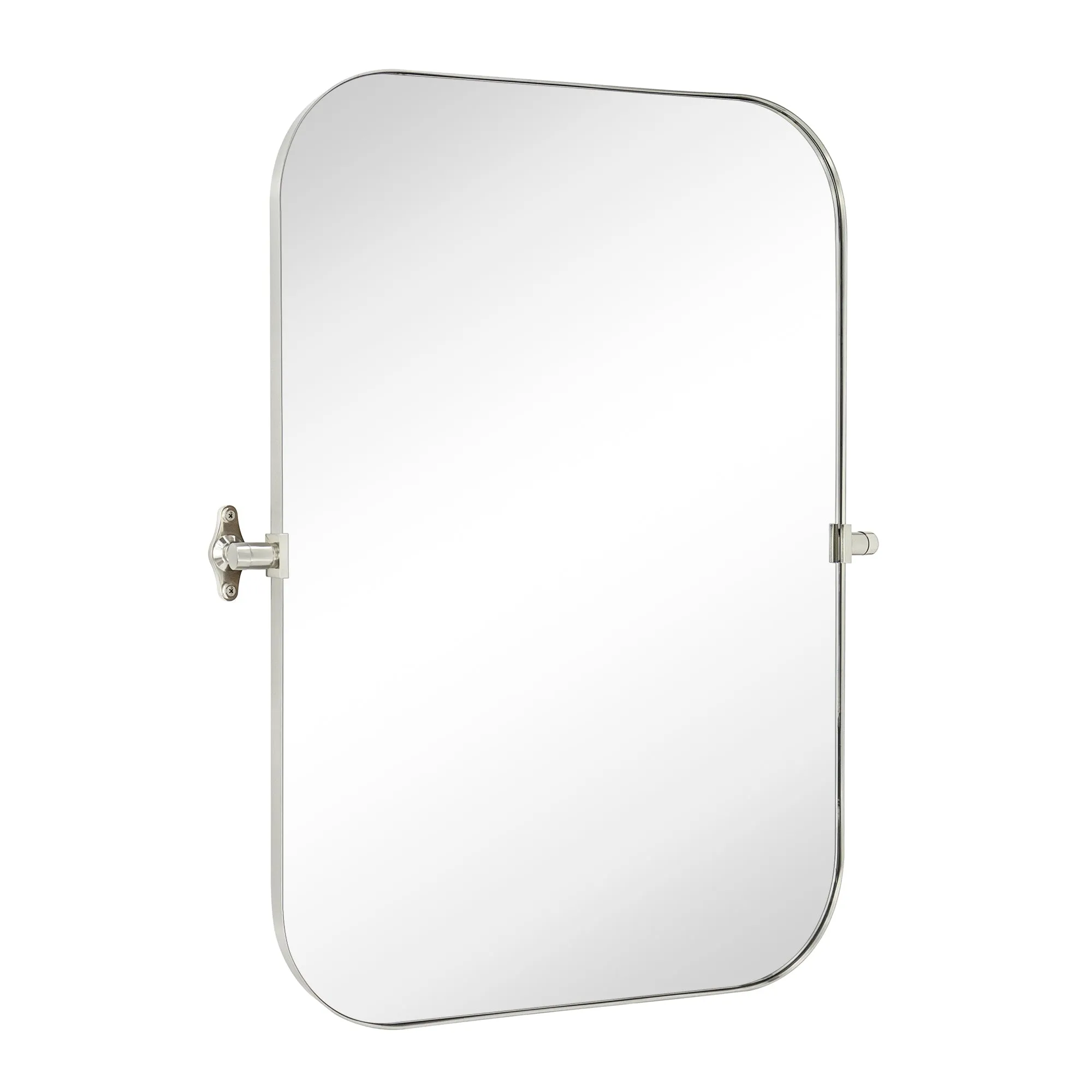 Rectangular Stainless Steel Framed Pivoting Wall Mounted Bathroom Vanity Mirror