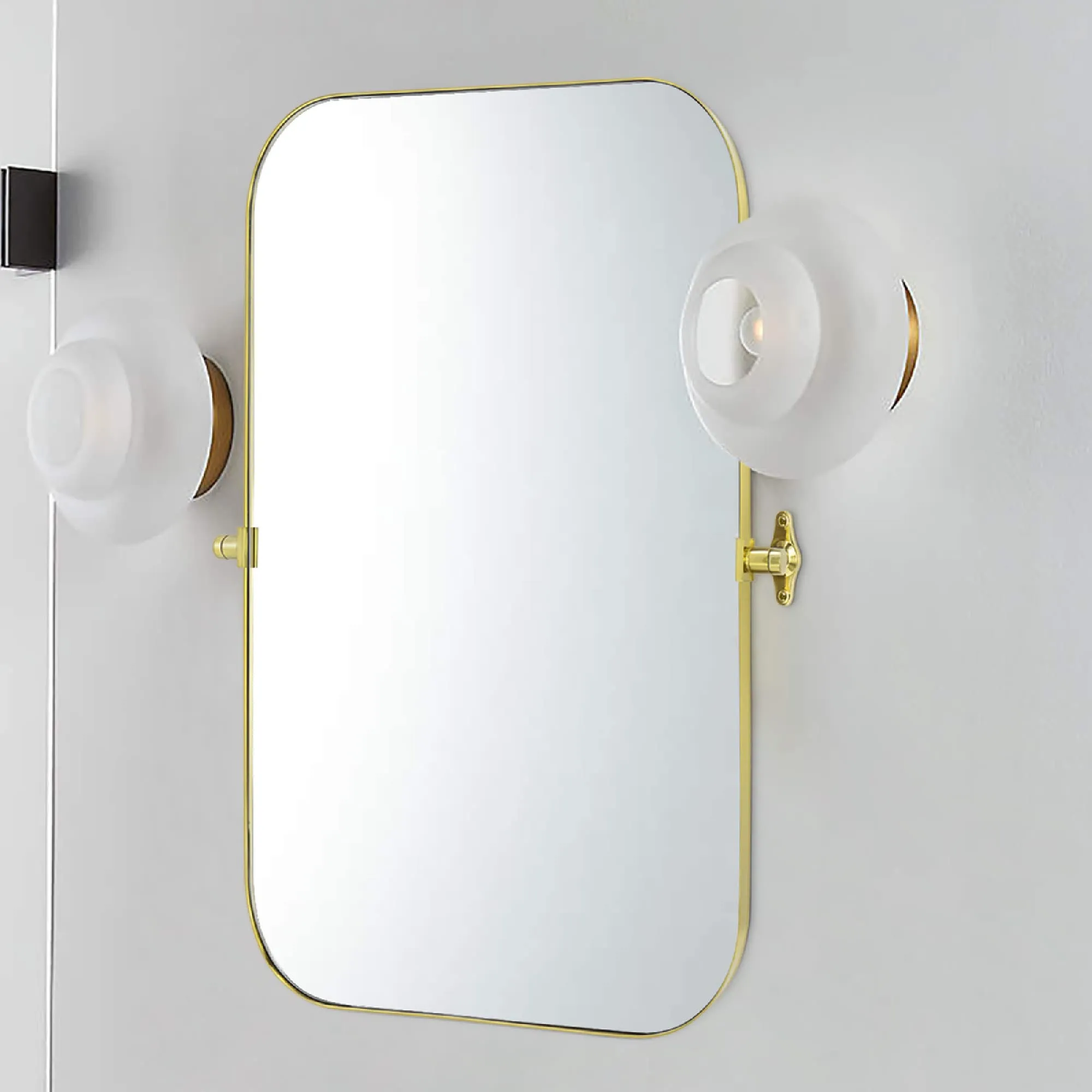 Rectangular Stainless Steel Framed Pivoting Wall Mounted Bathroom Vanity Mirror